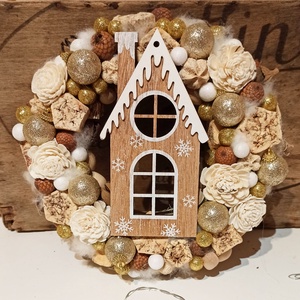 Házikós karácsonyi ajtódísz, koszorú, kopogtató - Meska.hu