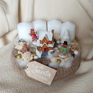 Világító házikós adventi koszorú - Meska.hu