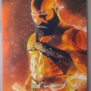 Kratos a God of War-ból! 90x70cm akril vászonkép! - művészet - festmény - akril - Meska.hu