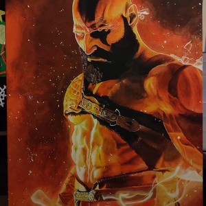 Kratos a God of War-ból! 90x70cm akril vászonkép! - művészet - festmény - akril - Meska.hu