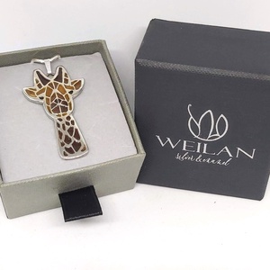 Zabula - zsiráf ezüst tűzzománc medál - ékszer - nyaklánc - medál - Meska.hu