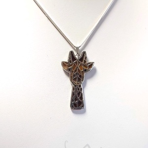 Zabula - zsiráf ezüst tűzzománc medál - ékszer - nyaklánc - medál - Meska.hu