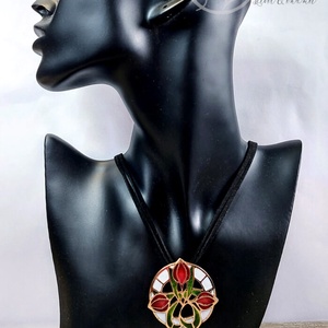 Hej' tulipán - Körtánc bronz medál - piros-fehér-zöld (nagy méret) - ékszer - nyaklánc - medál - Meska.hu