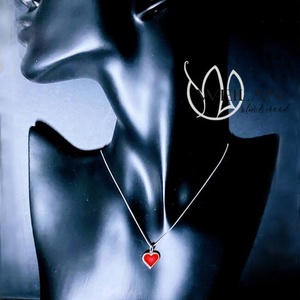 Karnevál - My Valentine ezüst tűzzománc medál piros - ékszer - nyaklánc - medál - Meska.hu