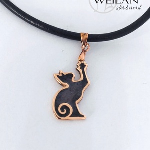 Cats - Szfinx cica bronz tűzzománc medál, kézműves ékszer - Ízisz, szürke, Ékszer, Nyaklánc, Medálos nyaklánc, Ötvös, Tűzzománc, MESKA
