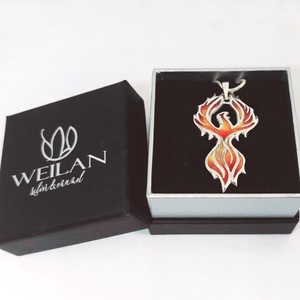 Mágia kollekció - Főnix, Tűzfőnix - ezüst tűzzománc medál, vörös-arany - ékszer - nyaklánc - medál - Meska.hu