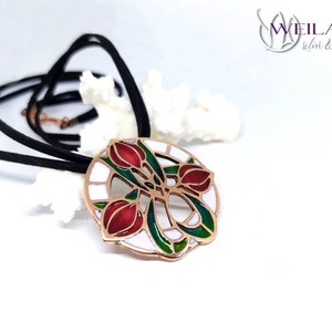 Hej' tulipán - Körtánc bronz medál - piros-fehér-zöld (nagy méret) - ékszer - nyaklánc - medál - Meska.hu