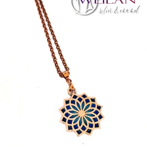 Nirvána - Mandala bronz tűzzománc medál, türkizkék - ékszer - nyaklánc - medál - Meska.hu