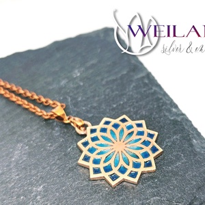 Nirvána - Mandala bronz tűzzománc medál, türkizkék - ékszer - nyaklánc - medál - Meska.hu