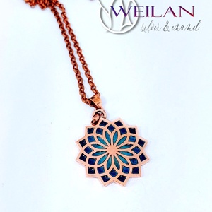 Nirvána - Mandala bronz tűzzománc medál, türkizkék - ékszer - nyaklánc - medál - Meska.hu