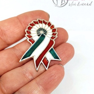 Tűzzománc kokárda, ezüst tűzzománc kitűző - ékszer - kitűző és bross - kitűző - Meska.hu