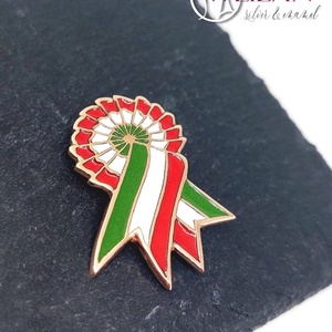 Bronz tűzzománc kokárda, tűzzománc kitűző, tűzzománc bross, Ékszer, Kitűző és Bross, Kitűző, Ötvös, Tűzzománc, MESKA