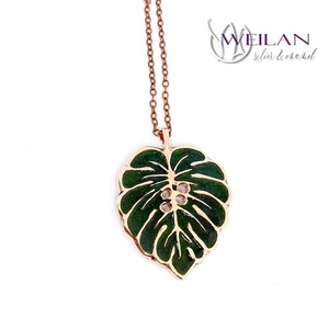 Filodendron bronz tűzzománc medál - ékszer - nyaklánc - medál - Meska.hu