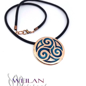 Kelta - Triskelion bronz tűzzománc medál, türkizkék, Ékszer, Nyaklánc, Medálos nyaklánc, Ötvös, Tűzzománc, MESKA