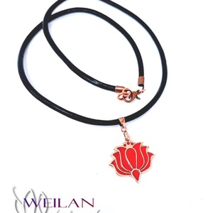 Tradició - Kalocsai - Tulipán bronz tűzzománc medál, piros - Meska.hu