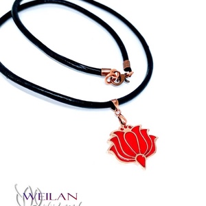 Tradició - Kalocsai - Tulipán bronz tűzzománc medál, piros - ékszer - nyaklánc - medálos nyaklánc - Meska.hu