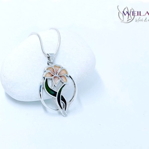  Flora - Liliom ezüst tűzzománc medál - rózsaszín - ékszer - nyaklánc - medál - Meska.hu