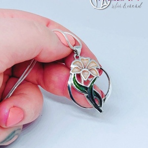  Flora - Liliom ezüst tűzzománc medál - rózsaszín - ékszer - nyaklánc - medál - Meska.hu