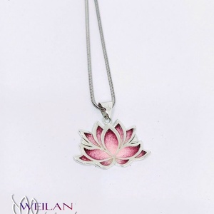 Nirvána - Lótusz ezüst tűzzománc medál, rózsaszín-pink - ékszer - nyaklánc - medál - Meska.hu