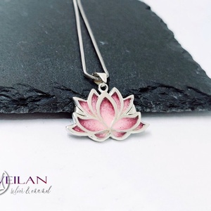 Nirvána - Lótusz ezüst tűzzománc medál, rózsaszín-pink, Ékszer, Nyaklánc, Medál, Tűzzománc, Ötvös, MESKA