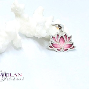 Nirvána - Lótusz ezüst tűzzománc medál, rózsaszín-pink - ékszer - nyaklánc - medál - Meska.hu