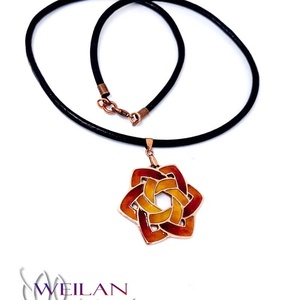 Druida - Kelta stílusú tűzzománc medál (vörös-arany) - ékszer - nyaklánc - medálos nyaklánc - Meska.hu