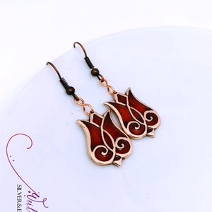 Hej'tulipán - Mátkám bronz tűzzománc fülbevaló, piros - Meska.hu