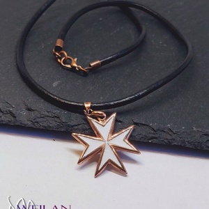 Tűzzománcozott ezüst Máltai kereszt medál - fehér - otthon & életmód - vallás - kereszt - Meska.hu