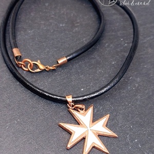 Tűzzománcozott ezüst Máltai kereszt medál - fehér - otthon & életmód - vallás - kereszt - Meska.hu