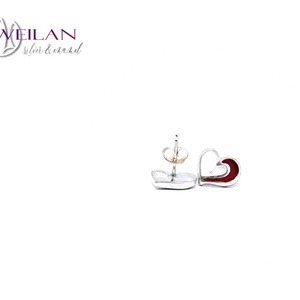 my Valentine - Szívdobbanás ezüst tűzzománc fülbevaló, piros - ékszer - fülbevaló - pötty fülbevaló - Meska.hu