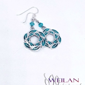 Leaf - Laurus / Babér ezüst tűzzománc fülbevaló - türkiz - ékszer - fülbevaló - lógó fülbevaló - Meska.hu