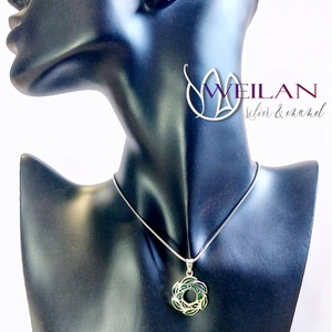 Leaf - Laurus / Babér ezüst tűzzománc medál, kis méret - zöld - ékszer - nyaklánc - medál - Meska.hu