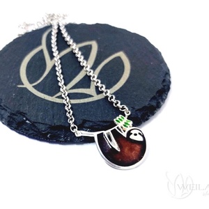 Lajhár Ludwig - ezüst tűzzománc nyakék ezüstlánccal, sötétbarna, Ékszer, Nyaklánc, Medálos nyaklánc, Ötvös, Tűzzománc, MESKA