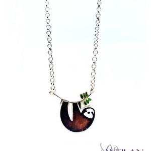 Lajhár Ludwig - ezüst tűzzománc nyakék ezüstlánccal, sötétbarna - ékszer - nyaklánc - medálos nyaklánc - Meska.hu