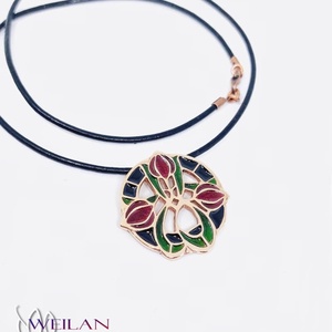 Hej' tulipán - Körtánc bronz medál - piros-fekete-zöld  - ékszer - nyaklánc - medál - Meska.hu