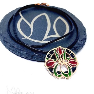 Hej' tulipán - Körtánc bronz medál - piros-fekete-zöld  - ékszer - nyaklánc - medál - Meska.hu