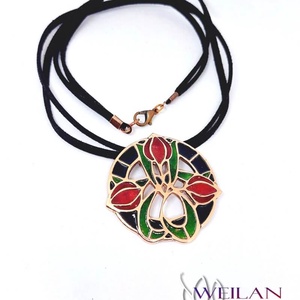 Hej' tulipán - Körtánc bronz medál - piros-fekete-zöld (nagy méret) - Meska.hu