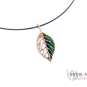 Leaf - Fagus / Bükk bronz tűzzománc medál, zöld, Ékszer, Nyaklánc, Medálos nyaklánc, Ötvös, Tűzzománc, MESKA