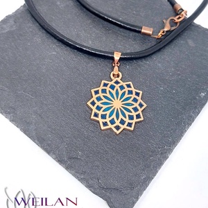 Nirvána - Mandala bronz tűzzománc medál, türkizkék - ékszer - nyaklánc - medál - Meska.hu