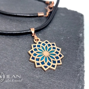 Nirvána - Mandala bronz tűzzománc medál, türkizkék - ékszer - nyaklánc - medál - Meska.hu