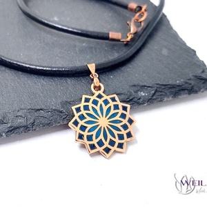 Nirvána - Mandala bronz tűzzománc medál, türkizkék, Ékszer, Nyaklánc, Medál, Tűzzománc, Ötvös, MESKA