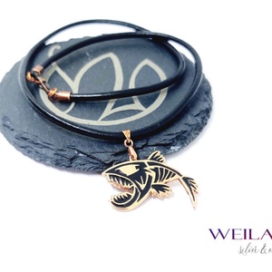 Vadvilág - Piranha, bronz tűzzománc medál, fekete, Ékszer, Nyaklánc, Medálos nyaklánc, Ötvös, Tűzzománc, MESKA