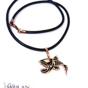 Vadvilág - Piranha, bronz tűzzománc medál, fekete - ékszer - nyaklánc - medálos nyaklánc - Meska.hu