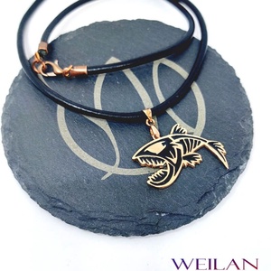 Vadvilág - Piranha, bronz tűzzománc medál, fekete - ékszer - nyaklánc - medálos nyaklánc - Meska.hu