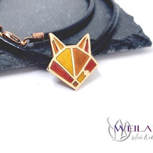 Ruben - rókafej bronz tűzzománc medál (narancs), Ékszer, Nyaklánc, Medálos nyaklánc, Tűzzománc, Ötvös, MESKA