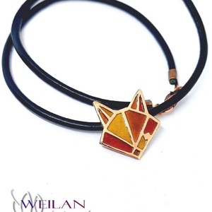 Ruben - rókafej bronz tűzzománc medál (narancs) - ékszer - nyaklánc - medálos nyaklánc - Meska.hu