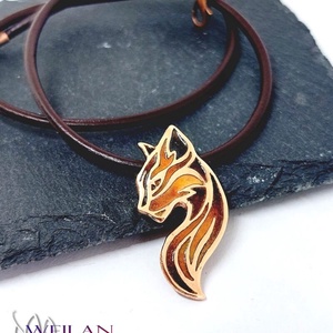 Karminca Tűzmacska - bronz tűzzománc medál (barna - narancs - arany) - Meska.hu