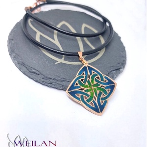 Kelta - Vatis bronz tűzzománc medál, türkizkék-zöld, Ékszer, Nyaklánc, Medálos nyaklánc, Ékszerkészítés, Tűzzománc, MESKA