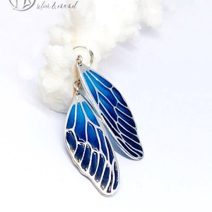 Szitakötőszárny - ezüst ajour tűzzománc fülbevaló, türkizkék - ékszer - fülbevaló - lógó fülbevaló - Meska.hu