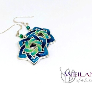 Kelta - Druida ezüst fülbevaló, türkiz átmenetes - Meska.hu